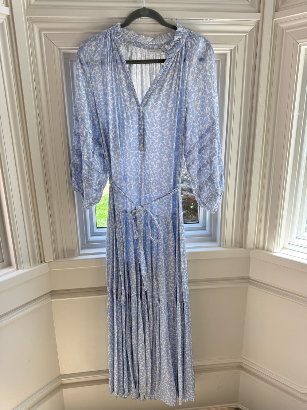 HERMOZA Women's Zoey Jo Tiered Maxi Dress, Blue Floral
